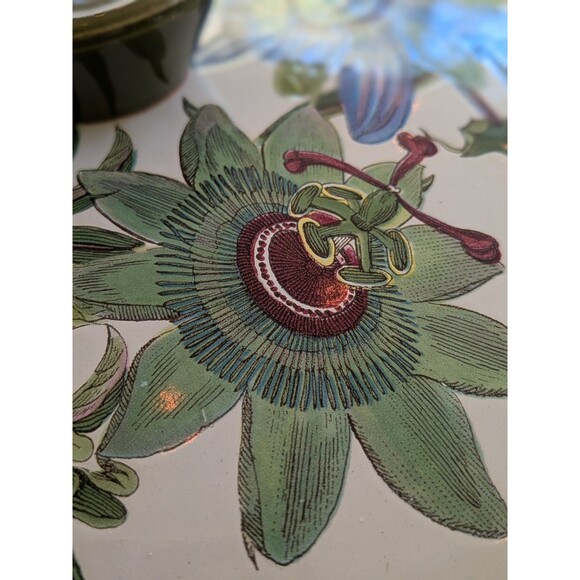 Portmeirion Botanic Garden VTG Blue Passion Flower Lg Metal Enamel Casserole Pot - Picture 9 of 16